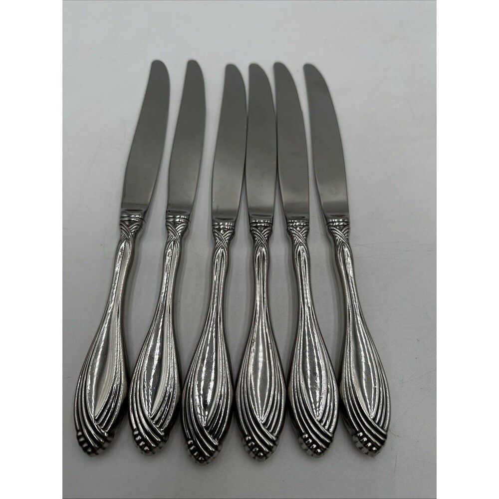 Set Of 6 Oneida Community "Heiress" Stainless Steel Dinner Knives